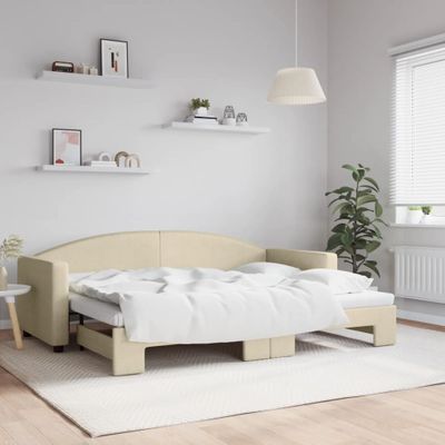 vidaXL Denná posteľ s rozkladacou posteľou krémová 80x200 cm látka