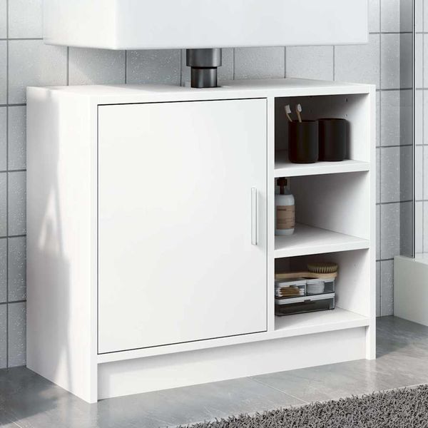 vidaXL Skrinka pod umývadlo, biela 63x30x54 cm, kompozitné drevo
