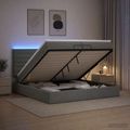 vidaXL Ottoman posteľ s matracom a LED Tmavosivá 200 x 200 cm Látka