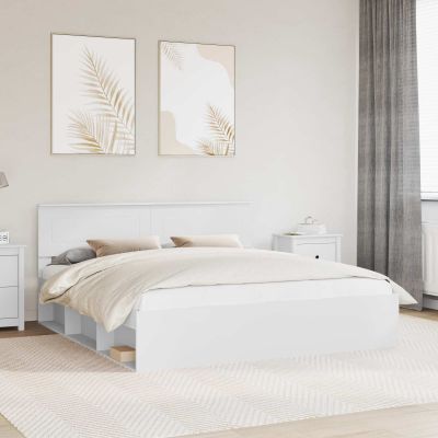 vidaXL Rám postele s čelnou doskou Biela 180 x 200 cm Kompozitné drevo