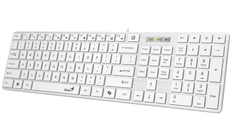 GENIUS Slimstar 126/ Drôtová/ Copilot/ USB/ biela/ CZ+SK layout Klávesnica, drôtová, CZ+SK layout, Copilot kláves, USB, biela