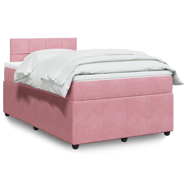 vidaXL Boxspring posteľ s matracom, ružová 120x190 cm, zamat