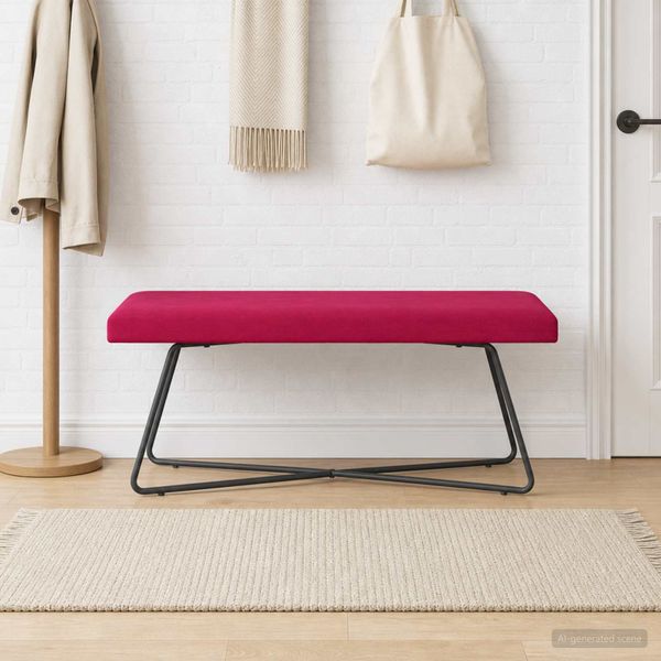 vidaXL lavička Víno červené 110 x 40 x 45 cm Zamat