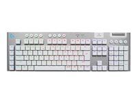 Klávesnica - technológia LIGHTSPEED - podsvietenie - bezdrôtová - Bluetooth 5.0, 2.4 GHz, USB - QWERTY - US medzinárodná - klávesový spínač: GL Tactile - biela