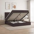 vidaXL Ottoman posteľ s matracom a LED Tmavohnedá 140 x 200 cm Látka