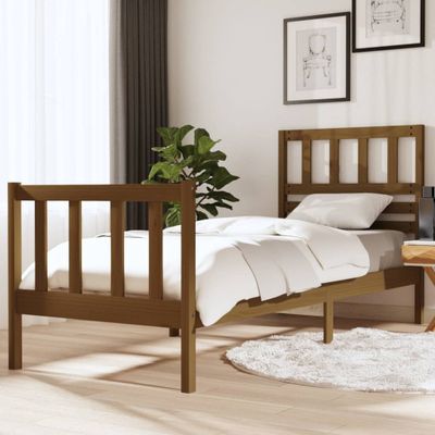 vidaXL Posteľný rám medový masívne drevo 75x190 cm malé jednolôžko
