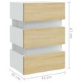 vidaXL Nočný stolík s LED, biela a sonoma 45x35x67cm, kompozitné drevo