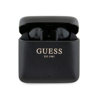 Guess Bluetooth slúchadlá GUTWSSU20ALEGK TWS + nabíjacia stanica čierna Potlačené logo