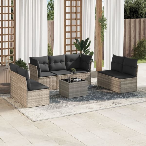 vidaXL 8-dielna záhradná súprava pohoviek s vankúšmi svetlosivá