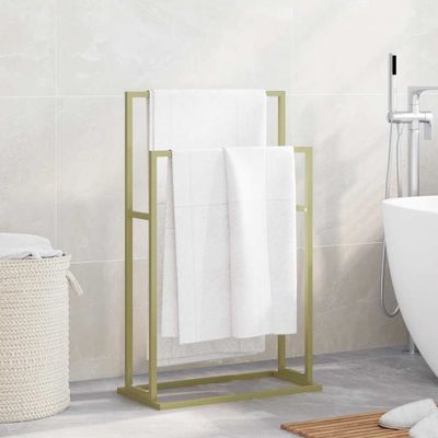 vidaXL Voľne stojaci stojan na uteráky zlatý 48x24x78,5 cm železo
