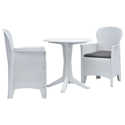 vidaXL 3-dielna bistro súprava, plast ratan, biela
