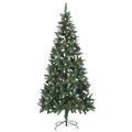 vidaXL Osvetlený umelý vianočný stromček so šiškami 210 cm