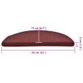 vidaXL Schodové rohože 30 ks 56x17x3 cm bordové polkruhové