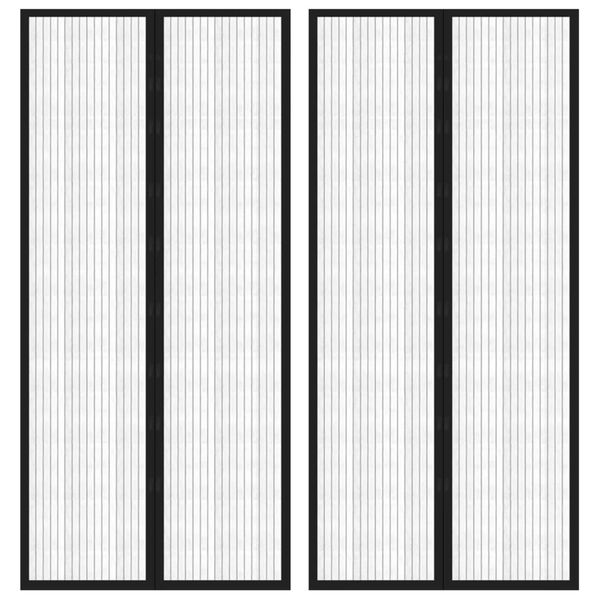 vidaXL Závesy proti hmyzu s magnetickými blokmi 2ks čierne 210x90 cm