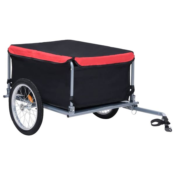 vidaXL Príves na bicykel, čierno červený 65 kg
