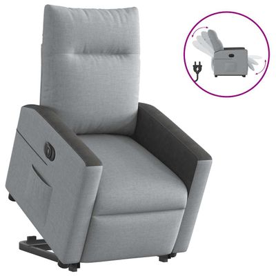 vidaXL Elektrické zdvíhacie sklápacie kreslo bledosivé látka