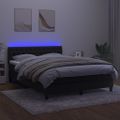 vidaXL Posteľ boxsping s matracom a LED čierna 140x200 cm zamat