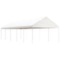 vidaXL Altánok so strechou, biely 11,15x4,08x3,22 m, polyetylén