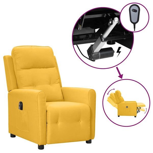 vidaXL Elektrické sklápacie kreslo, žlté, látka