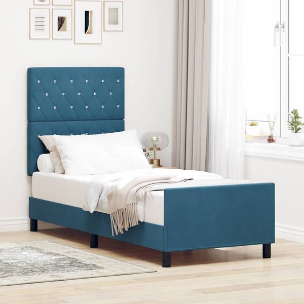 vidaXL Posteľ s pružinovým rámom Tmavomodrá 80 x 200 cm Zamat
