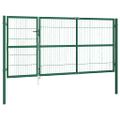 vidaXL Záhradná brána so stĺpikmi 350x140 cm oceľovo zelená