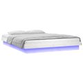 vidaXL Posteľný rám s LED biely 200x200 cm masívne drevo