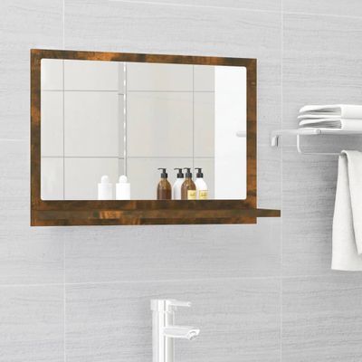 vidaXL Kúpeľňové zrkadlo dymový dub 60x10,5x37 cm spracované drevo