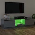 vidaXL TV skrinka s LED svetlami lesklá sivá 120x30x36 cm