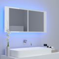 vidaXL LED kúpeľňová zrkadlová skrinka lesklá biela 100x12x45 cm akryl