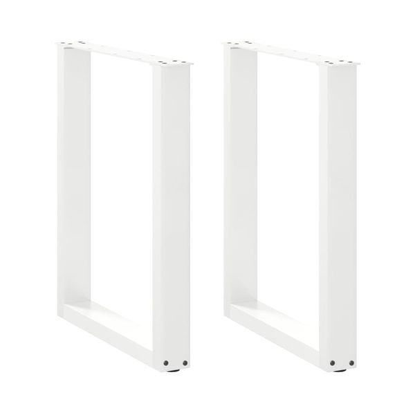 vidaXL Nohy k jedálenskému stolu v tvare U, 2 ks, biele, 60 x (72-73) cm, oceľové
