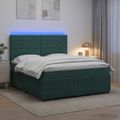 vidaXL LED boxspring posteľ s matracom Tmavozelená 140 x 190 cm Zamat