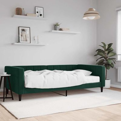 vidaXL Denná posteľ s matracom tmavozelená 100x200 cm zamat