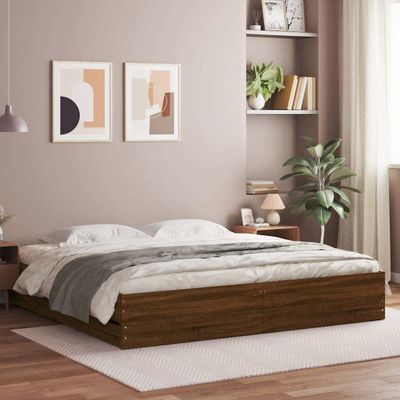 vidaXL Posteľný rám so zásuvkami hnedý dub 200x200 cm kompozitné drevo
