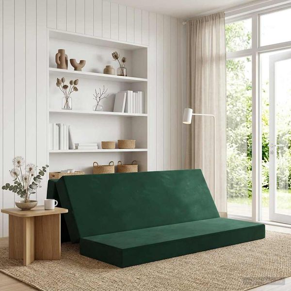 vidaXL Skladacia pohovka na spaní 200 x 67 x 45 cm Tmavozelená