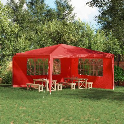 vidaXL Bočná stena párty stanu 2 pcs 400 x 195 cm Červená PE a oceľ