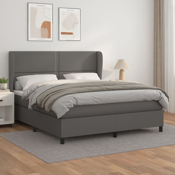 vidaXL Boxspring posteľ s matracom sivá 180x200 cm umelá koža