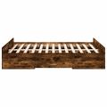 vidaXL Posteľný rám so zásuvkami dymový dub 135x190cm kompozitné drevo