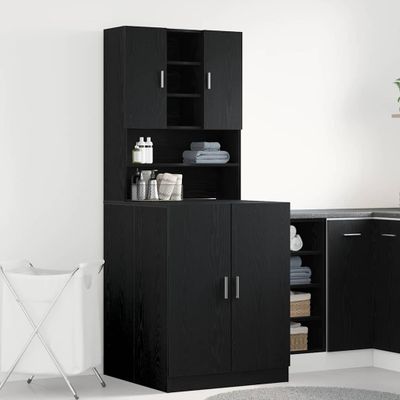 vidaXL Skrinka na práčku 2 pcs Čierny dub 70,5 x 71,5 x 181,5 cm