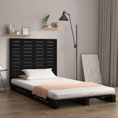 vidaXL Nástenné čelo postele čierne 146x3x91,5 cm masívna borovica