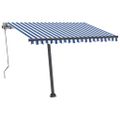 vidaXL Automatická markíza, LED a senzor vetra 300x250 cm modro-biela