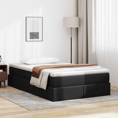 vidaXL Postel s úložným prostorem a matrací Čierna 120 x 200 cm