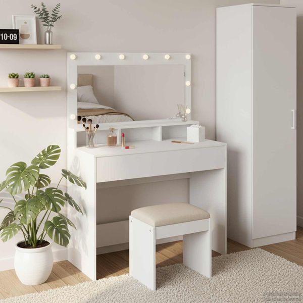 vidaXL Toaletný stolík Biela 100 x 41 x 135 cm Kompozitné drevo