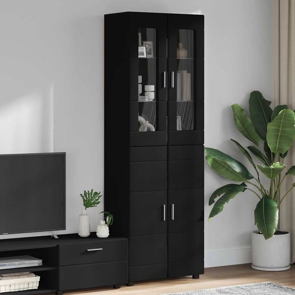 vidaXL Highboard FLORIN Čierna 60 x 35 x 182 cm Kompozitné drevo