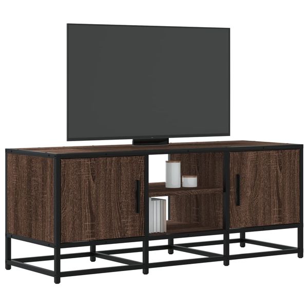 vidaXL TV skrinka hnedý dub 100x35x41 cm kompozitné drevo a kov