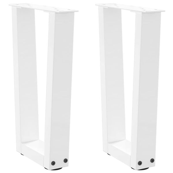 vidaXL Nohy konferenčného stolíka v tvare V, 2 ks, biele, 38 x (42-43,3) cm, oceľové