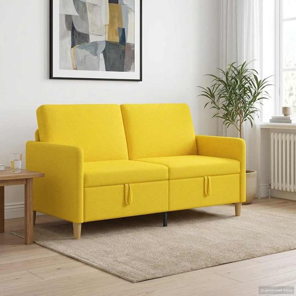 vidaXL Sofa s úložným priestorom Svetložltá 152 x 78 x 87 cm Polyester