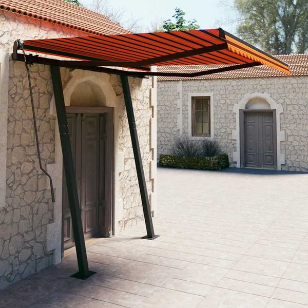 vidaXL Ručne zaťahovacia markíza so stĺpikmi 3,5x2,5 m oranžovo-hnedá