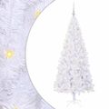 vidaXL Umelý vianočný stromček s 300 LED-i Biela 180 cm PVC a oceľ