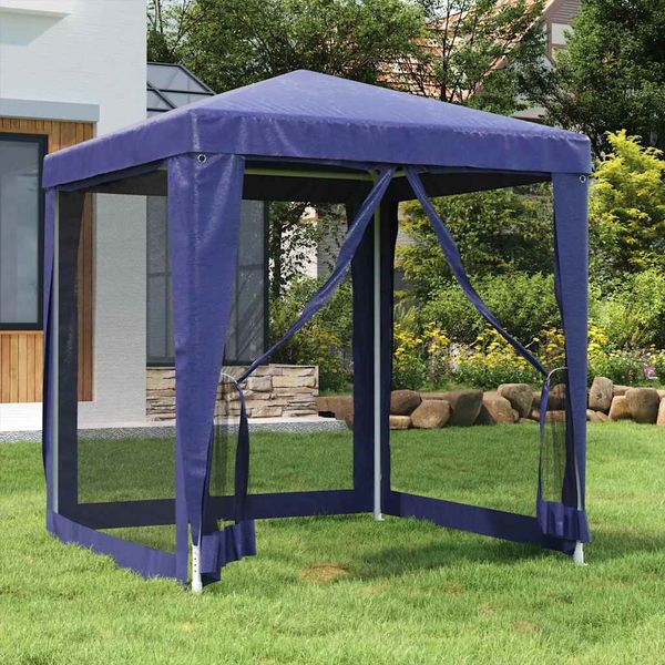 vidaXL Párty stan so 4 sieťkovanými bočnými stenami modrý 2x2 m HDPE