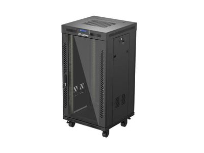19'' Voľne stojúca racková skriňa 22U 600X600 čierne sklenené dvere lanberg (ploché balenie) V2